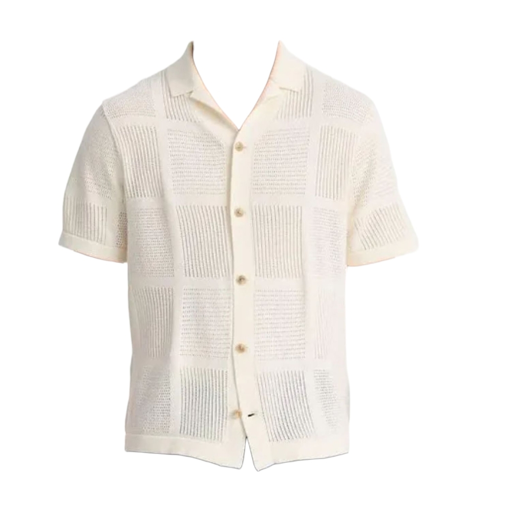 Vince Cream Short Sleeve Button-Up Shirt M